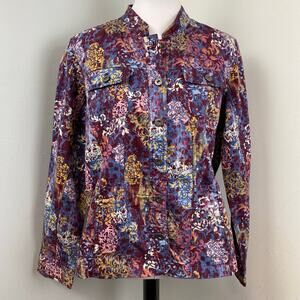 Christopher & Banks Multicolor Abstract Print Button Down Jacket XL Cotton